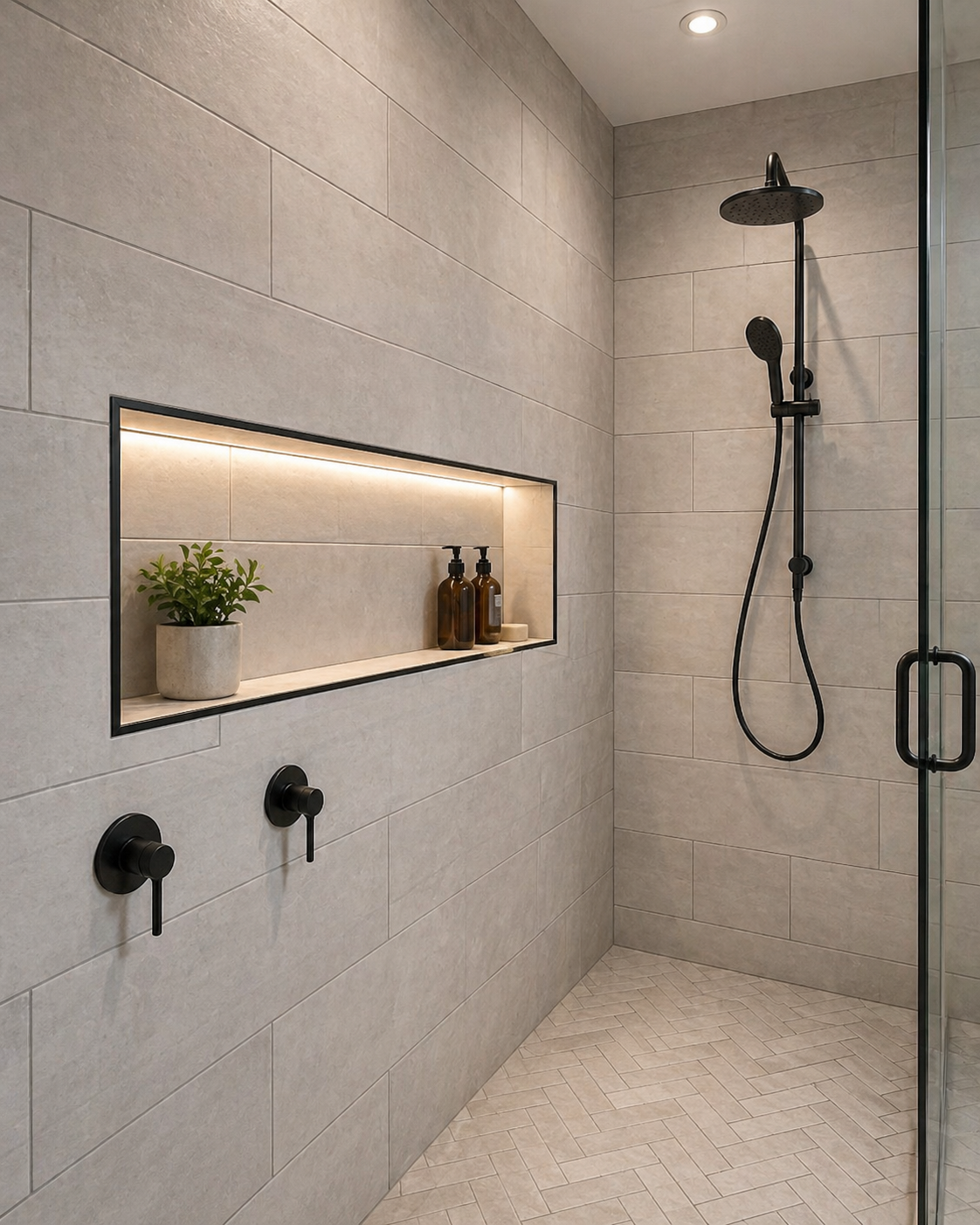 Bathroom shower tile installation by Golden Level