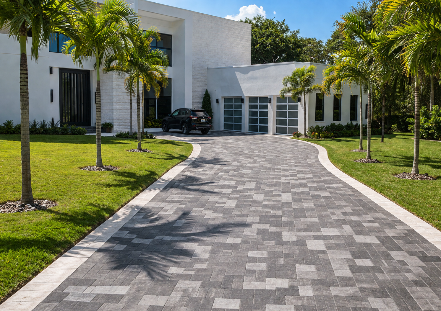 Paver driveway installation by Golden Level