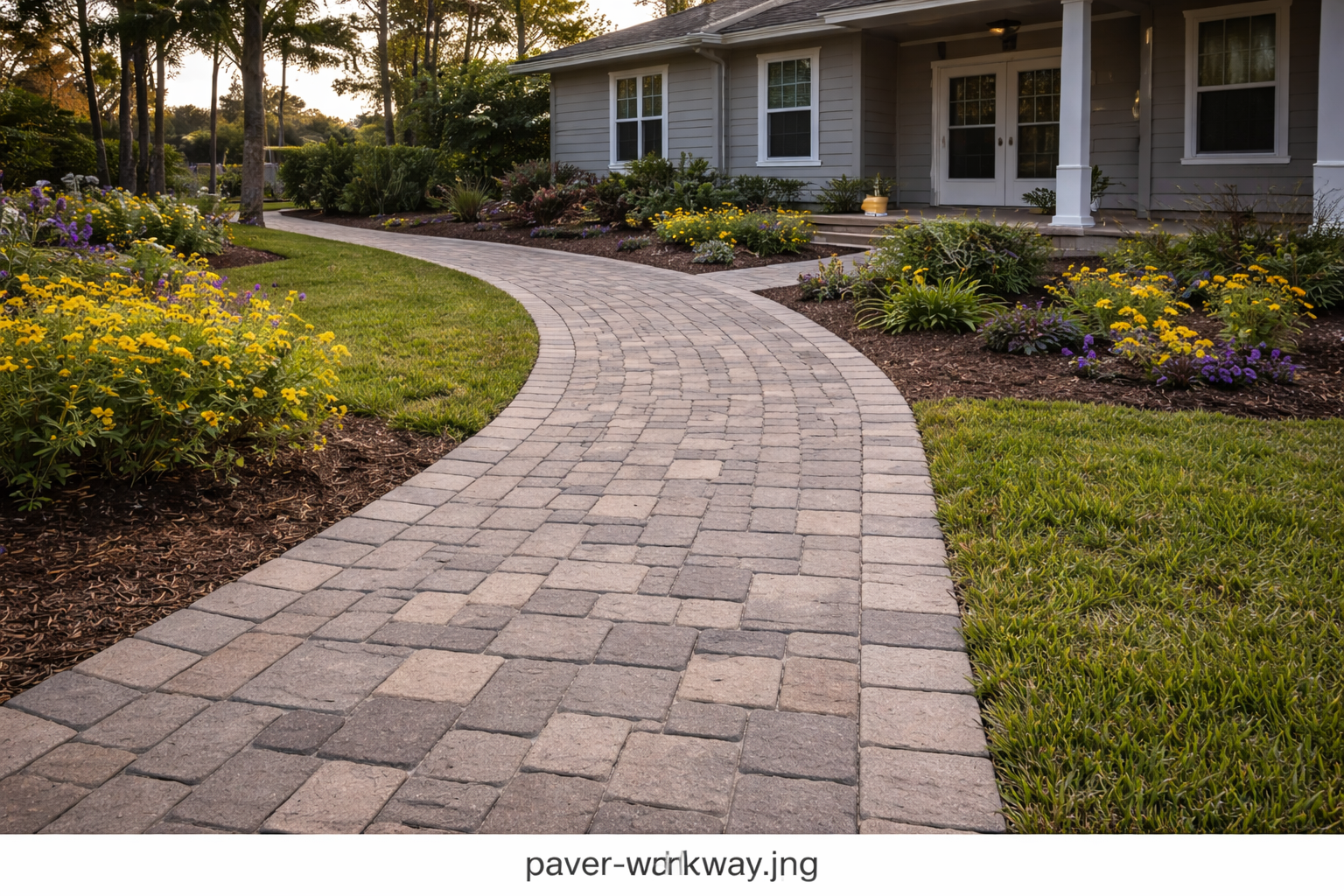 Stone walkway installation by Golden Level